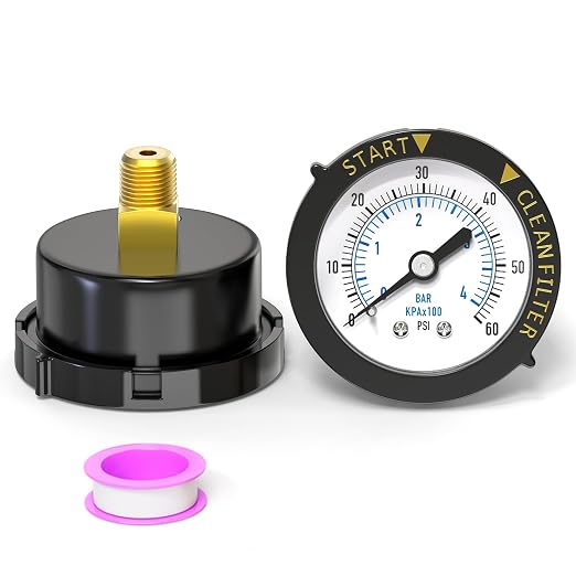 0-60PSI Pool Filter Pressure Gauge, 1/4" NPT Back Mount, by BOGERDACK