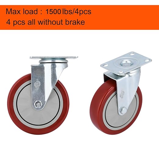 YOOGAA 5" Heavy Duty Caster Swivel Caster Wheels No Noise 360 Degree Rotation - Image 5