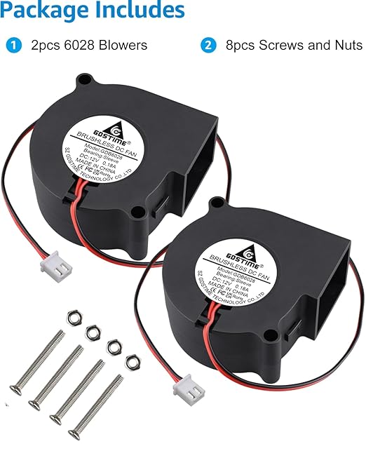 GDSTIME 6028 Blower 12V DC Brushless Cooling Fan 2-Pin, 60mm x 28mm Computer - Image 5