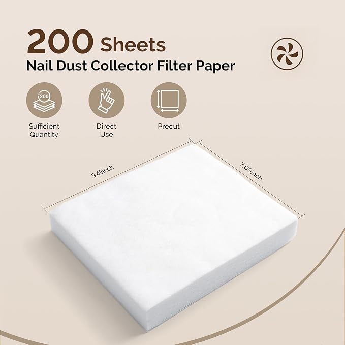 MelodySusie 200 Sheets Nail Dust Collector Filter Paper, Disposable Dust Vacuum - Image 2