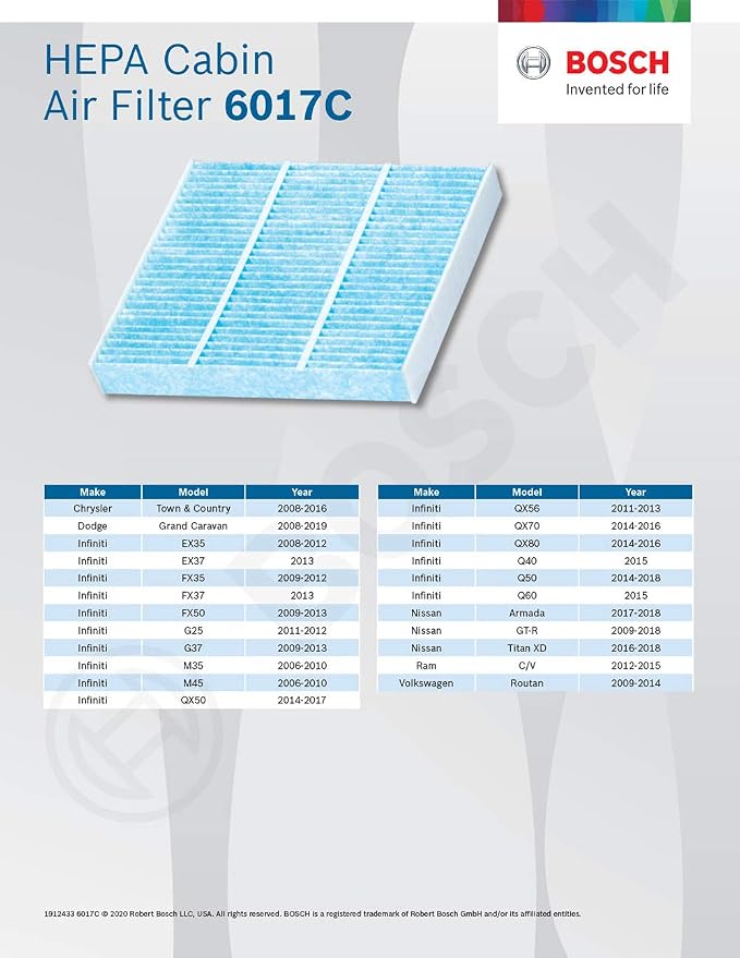 BOSCH 6017C HEPA Cabin Air Filter-Compatible - Image 6
