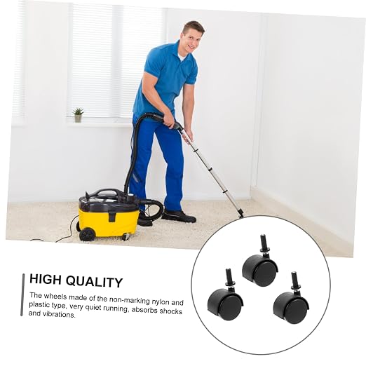 PRETYZOOM 3pcs Premium Plastic Vacuum Cleaner Casters Rotatable Silent - Image 4