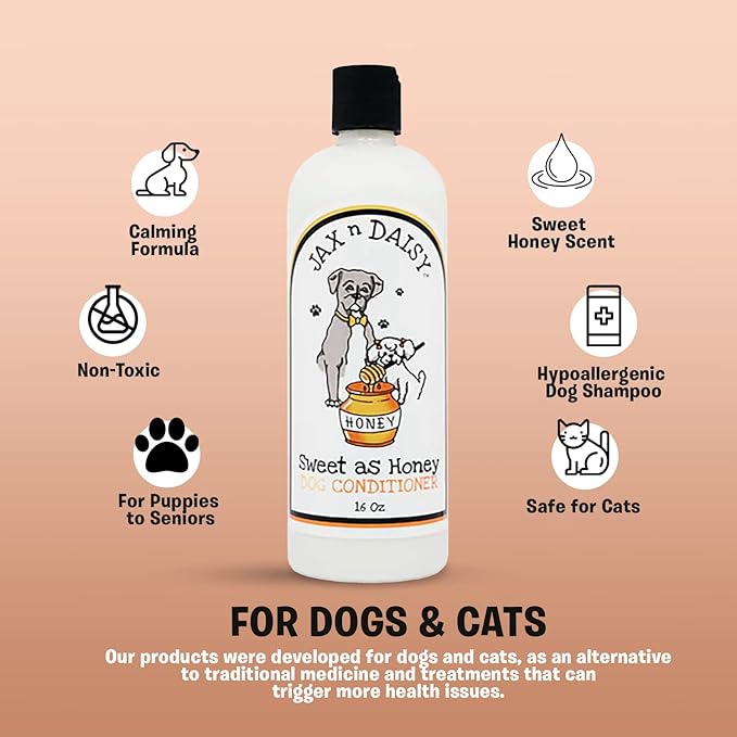 Jax n Daisy Honey Dog Conditioner Conditioner for Dogs with Honey Nectar Oil Hempseed Oil and Vitamin Soften Dog Coat and Soothe Skin for Furry Freshness Grooming Accessories Essentials