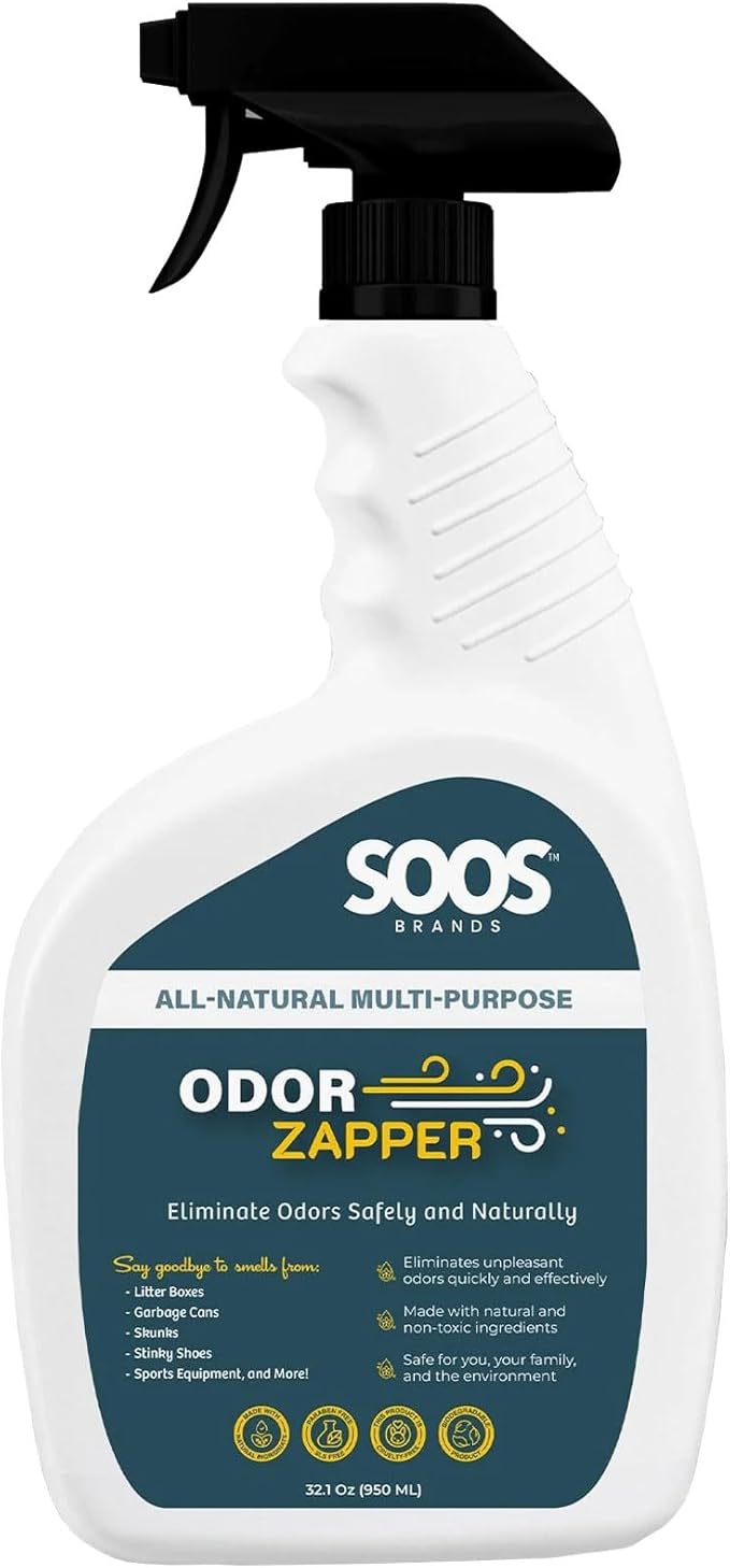 Soos Odor Zapper Natural Odor Eliminator Multi-Purpose Odor Removal Spray for Home and Beyond (32.1 oz / 950 ml)