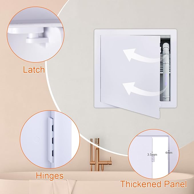 Suteck Plastic Access Panel for Drywall Ceiling 16 x 16 Inch Reinforced Plumbing Wall Access Doors Removable Hinged White