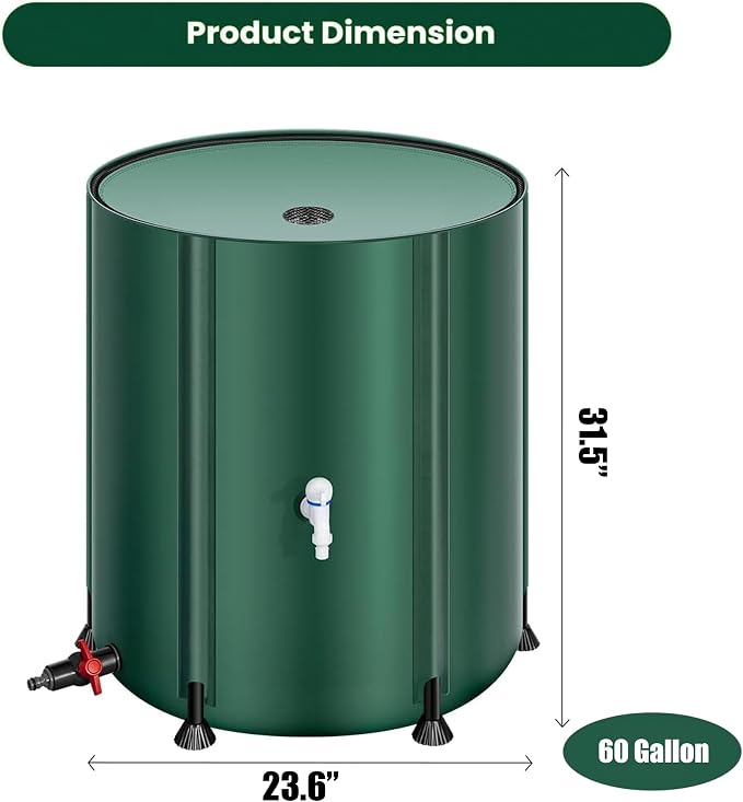 THUNDERBAY 60 Gallon Collapsible Rain Barrel, Portable Rain Barrels to Collect - Image 2
