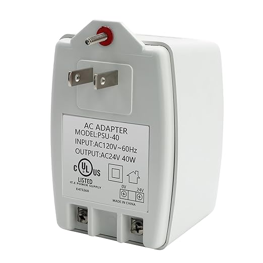 24V 40VA Plug-in AC Transformer Doorbell Power Supply | AUTO-Resetting by CENTROPOWER%C2%AE