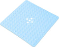 Anti-Slip Bathtub Shower mat, 20.8×20.8（Approximately 53×53cm） inch Soft Oversized Machine Washable Non-Slip Bathtub mat with Drainage Holes, Bathroom Floor Suction Cup.（1-Opaque Light Blue）