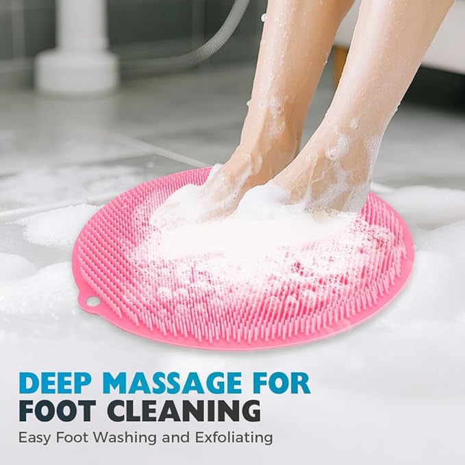 Silicone Shower Foot Scrubber Mat, 2025 Upgrade Shower Mat Slip Suction Cups Foot Scrubber for Men and Women (1 * Pink)