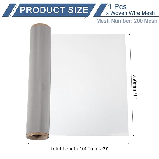 uxcell 200 Mesh 39" x 10" Woven Wire Mesh, 316 Stainless Steel Air Vent Filter - Image 2