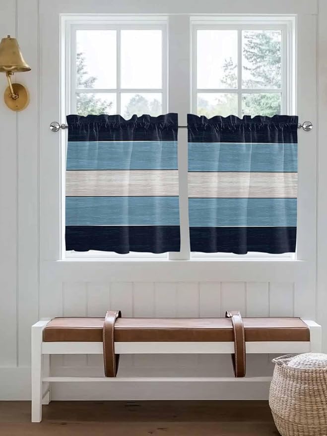 Vintage Country Woodcuts Window Valance Curtains, 2 Panel by IDOWMAT