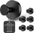BKV Suction Cup Hooks for Glass Window,Removable Shower Hooks for Inside Shower,Metal Towel Hooks for Bathrooms,6 Pack(Black)