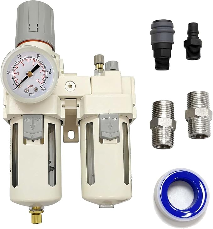 YSIL 3/8" NPT Compressed Air Filter Regulator Lubricator Two Units Combo Air by YSIL