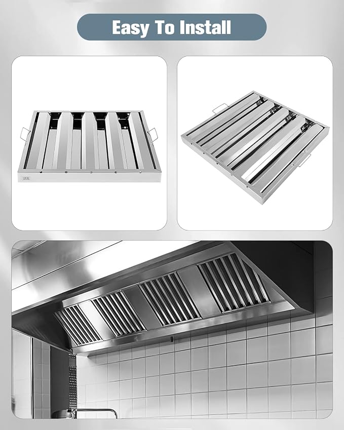 Hood Filters 430 Stainless Steel 19.5W x 19.5H Inch, 4 Grooves Commercial Hood - Image 5