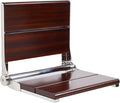 Folding Shower Seat Wall Mounted with Back | 500 lbs Maximum Load Capacity | ADA Compliant Safety Assist Teak Shower Seat for Seniors, Handicapped, and Children | 304 Stainless Steel Frame | 26” x 16”
