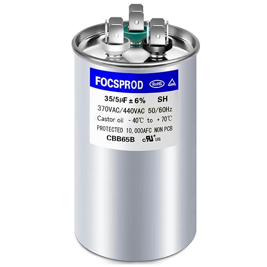 FOCSPROD 35+5 uF 35/5 MFD ±6% 370V/440V CBB65 AC Capacitor, Dual Run Round by FOCSPROD