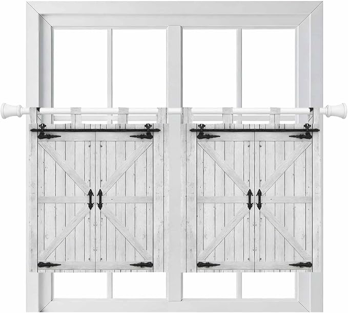 Farmhouse Wood Grain Kitchen Curtains 24 Inch Length, Small Window Curtains Tab by Unknown