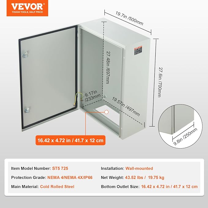 VEVOR Steel Electrical Box, Cold Rolled Steel Electrical Enclosure Box - Image 7