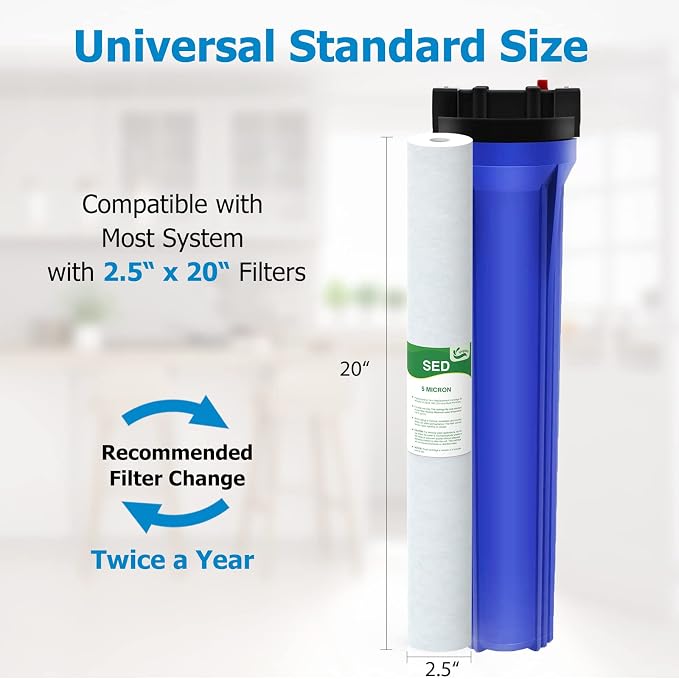 5 Micron Water Filter 20" x 2.5" Replacement Cartridge, 20-inch Sediment - Image 3