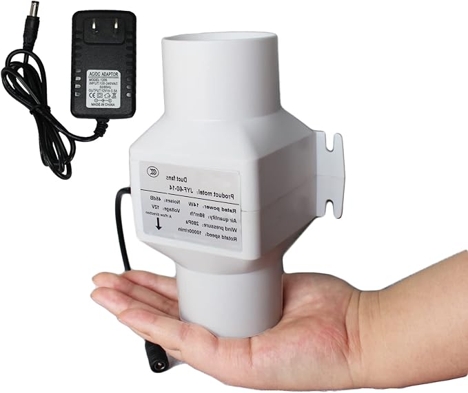 14W 2.3Inches Duct Inline Fan 60mm Mini Intake Fume Extractor Low Noise 57CFM by Unknown