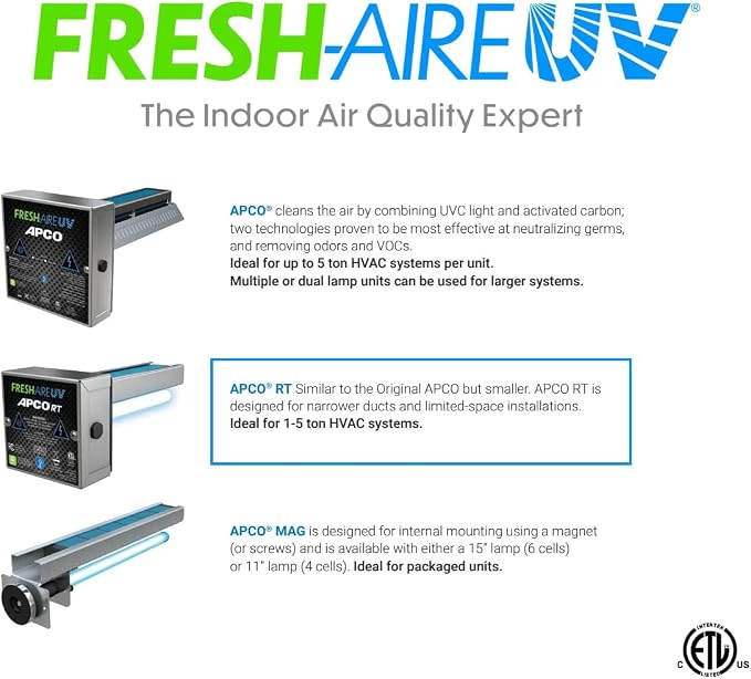 Fresh-Aire UV Fresh-Aire APCO Compact HVAC UV Air Purifier w/Carbon Matrix and - Image 6