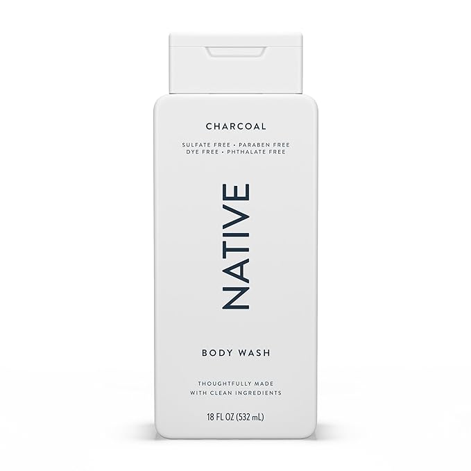 Native Body Wash Contains Naturally Derived Ingredients | For Women & Men, Sulfate, Dye, & Paraben Free Leaving Skin Soft and Hydrated | Charcoal 18 oz
