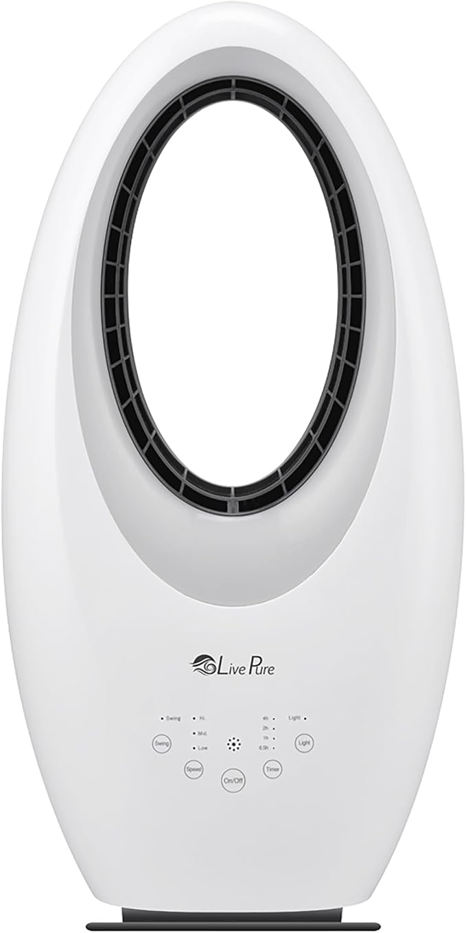 LivePure Bladeless Oscillating Fan w/Filter and Aroma Tray. 3-Speed Adjustment by LivePure