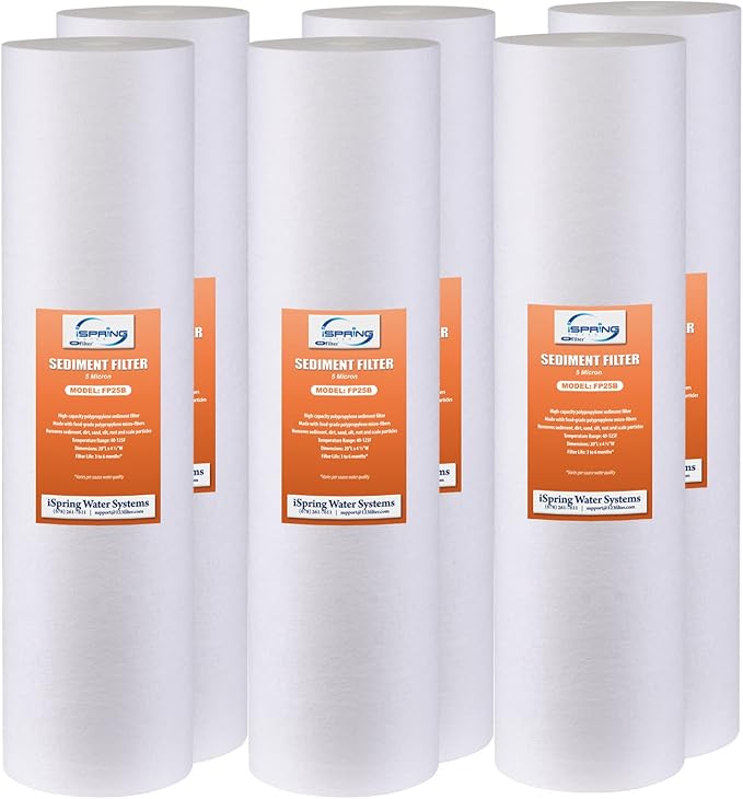 iSpring FP25BX6 High Capacity 20” x 4.5” Water Replacement Cartridges Fine by iSpring