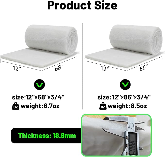 hygger 3/4'' Thick Aquarium Filter Floss 12"x 68" Poly Fiber Fish Tank Filter - Image 7