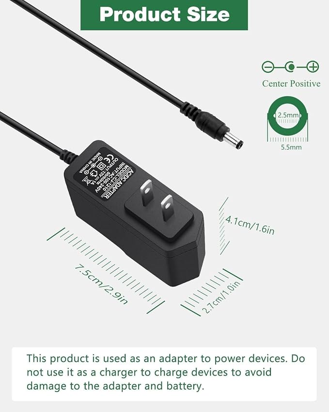 12V 1A Power Supply, AC Adapter 100-240V AC to DC 12V 1A Power Cord Adapter - Image 3