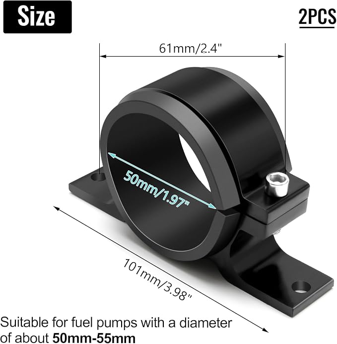 2 Pcs Universal Car Fuel Pump Fuel Filter Mounting Bracket Aluminum Clamp Holder - Image 2