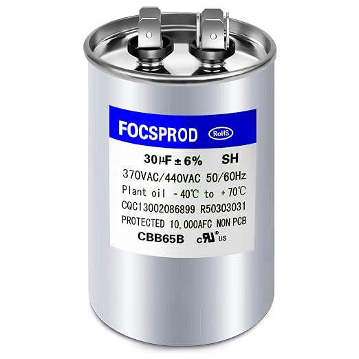 FOCSPROD 30 uF 45 MFD ±6% 370V/440V CBB65B AC Capacitor, Single Run Round by FOCSPROD