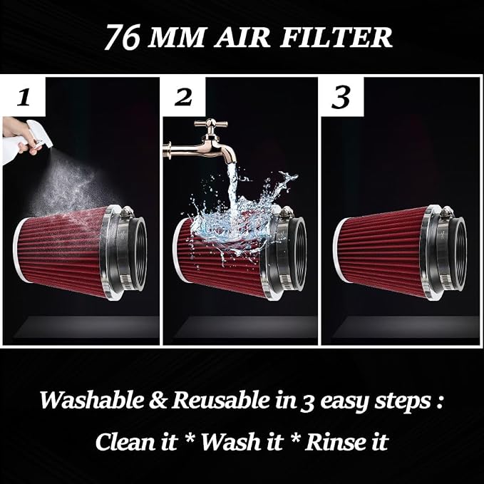 Clamp-On Cold Air Intake Filter, High Performance, Washable Filter, Replacement - Image 6
