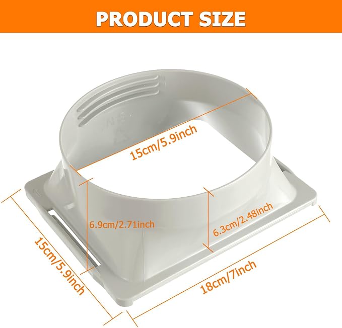 Portable Air Conditioner Square Exhaust Hose Coupler 5.9 Inch Square to Round - Image 2