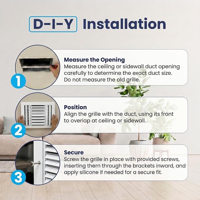 20x20 Aluminum 4-Way Air Vent Cover Wall Ceiling Register HVAC Duct Opening - Image 8