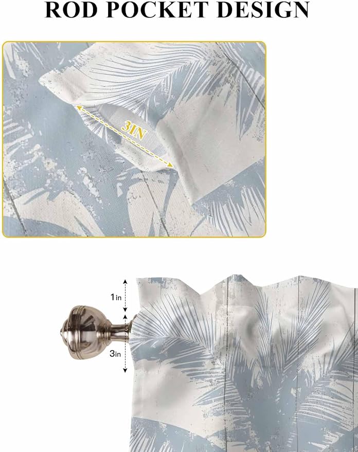 Summer Coconut Tree on Vintage Wood Grain Window Valance Curtains, Seaside - Image 5