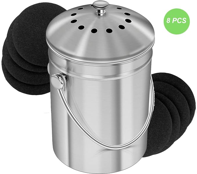 Pack of 8 Compost Bin Charcoal Filters Round Indoor Kitchen Compost Bucket - Image 8