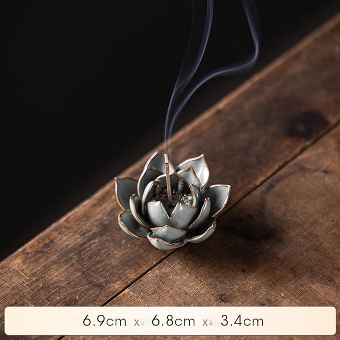 Ceramic Lotus Flower Thread Incense Burner Holder Handmade Zen Aromatherapy - Image 7