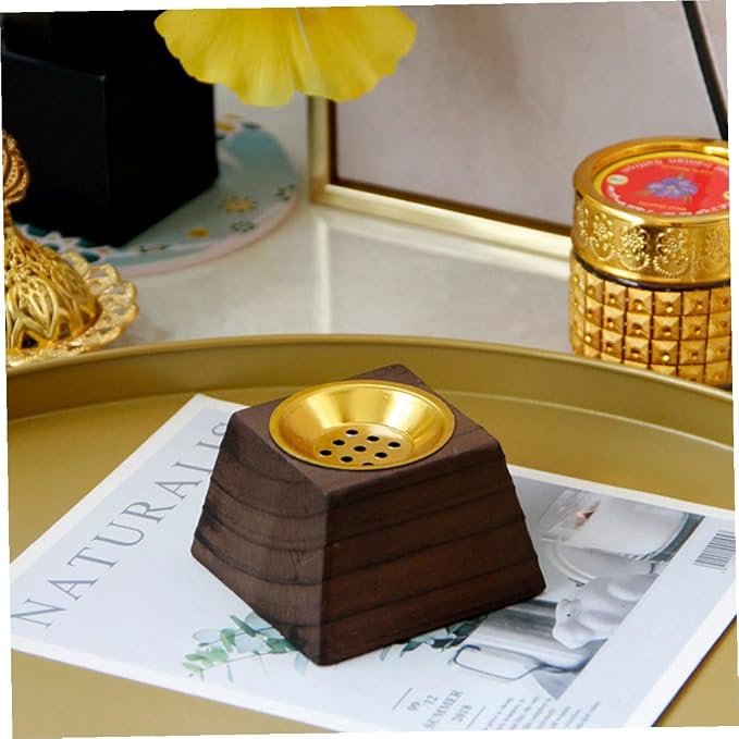 DOITOOL Retro Wooden Incense Holder Desktop Tray Black Wood Incense Burner - Image 3