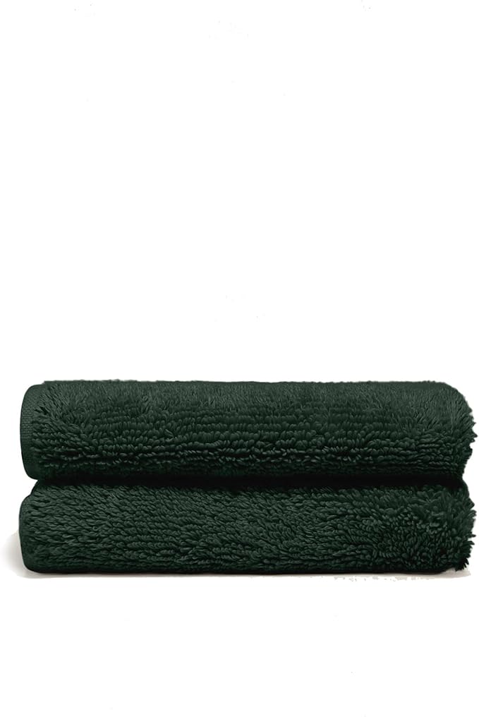 Italic Ultraplush 100% Australian Cotton Washcloths - Set of 2 Luxury Plush Face Wash Cloths, Soft and Absorbent 800 GSM for Bathroom, Spa, Gym, Face and Body (Deep Forest)
