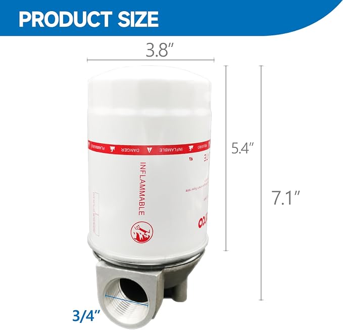 3/4 inch NPT Fuel Filter for Transfer Pump, 30 Micron Spin-on Style for - Image 4