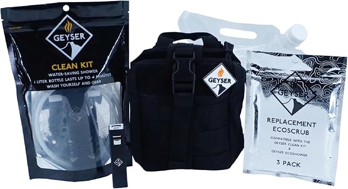 Geyser System Portable Camping Shower & Cleaning Kit for Camping, Backpacking, Overlanding, & Outdoor Recreation