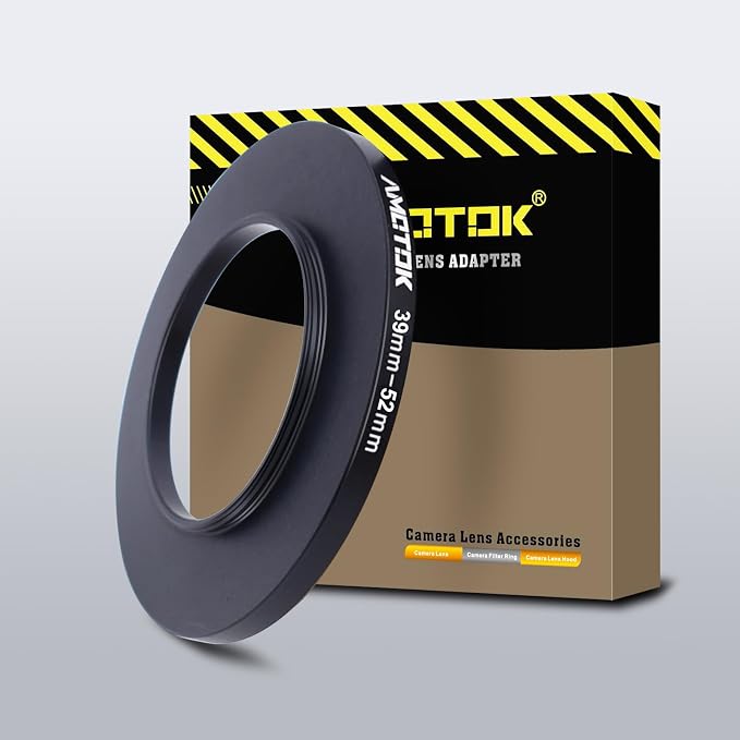 39mm Lens to 52mm Camera Lens Adapter, 39mm to 52mm Filter Step up Ring Adapter by AMOTOK