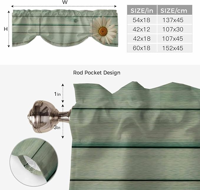 Daisy Flower Tie Up Valance Curtains - Image 6