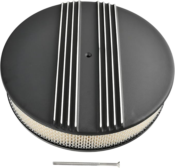 14 x 3 Inch Round Black Air Cleaner Kit Half Finned Drop Base Compatible by TBAPFS