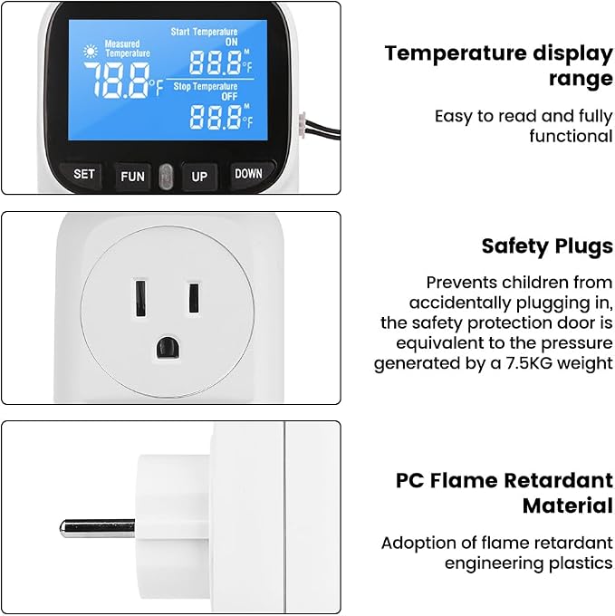 Diymore Digital Thermostat Controller, 1800W 120V/15A, -104°F to 210°F - Image 4