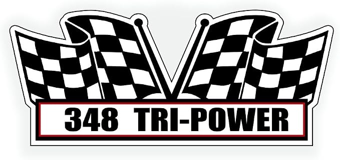 2X Engine Window Air Cleaner Sticker Decal 348 Tri Power V8 Motor - Image 2