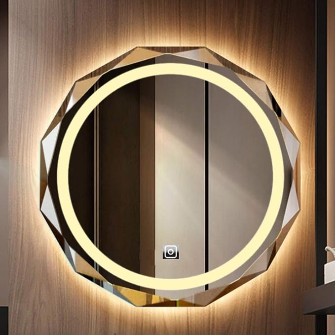 LED Bathroom Mirror with Lights and Demister Pad Wall Mounted Touch Sensor by Unknown