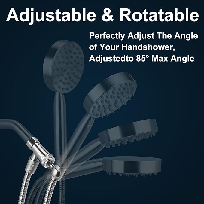 YUHX All Metal Shower Head Holder and Hose Stainless Steel Extra Long 6 ft,Adjustable Handheld Shower Arm Bracket,Premium Chrome