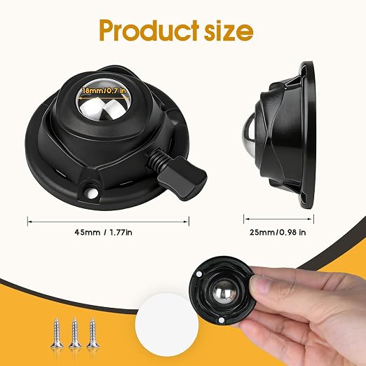 Self Adhesive Caster Wheels Low Profile Swivel Universal Steel Ball Rollers | - Image 2